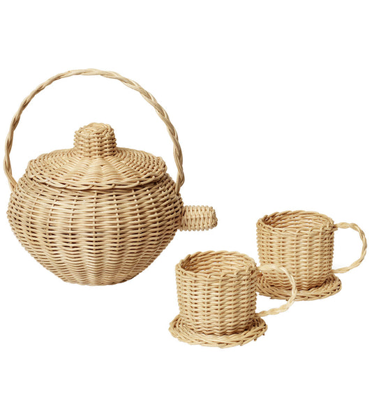ferm Living Thee-Set - Rotan - Naturel - Ferm Living - OneSize - Speelkeukens