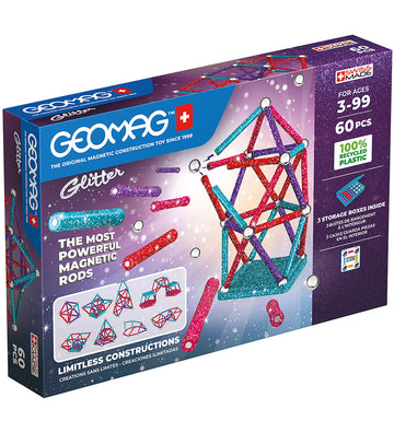 Geomag Magneetset - Glitter Gerecycled - 60 Onderdelen - Geomag - OneSize - Magnetisch speelgoed