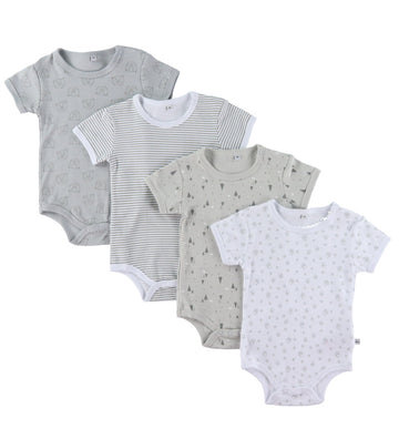 Pippi Baby Rompers s/s - 4-pack - Haven Mist - Pippi Baby - 56 - Rompers Korte Mouw