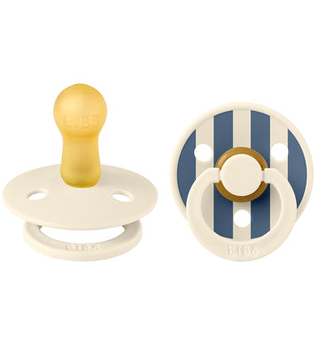 BIBS Colour Fopspenen - 2-pack - Maat 2 - Rond - Ivory/Steel Blu - BIBS - 6-18 mnd - Fopspenen