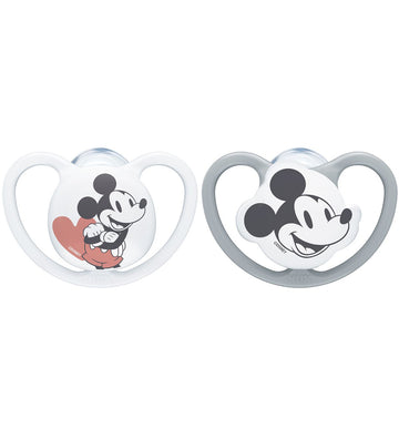 Nuk Fopspenen - Space - 2-pack - Mickey Mouse - Grijs/Wit - Nuk - 6-18 mnd - Fopspenen
