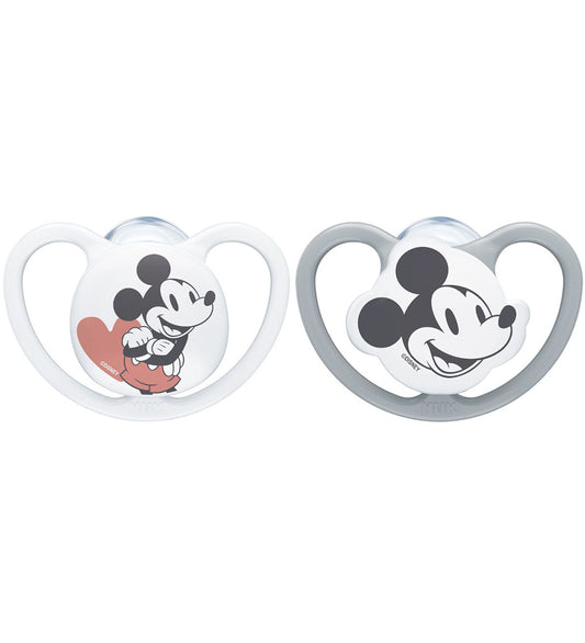 Nuk Fopspenen - Space - 2-pack - Mickey Mouse - Grijs/Wit - Nuk - 6-18 mnd - Fopspenen
