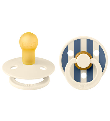 BIBS Colour Fopspenen - 2-pack - Maat 1 - Rond - Ivory/Steel Blu - BIBS - 0-6 mnd - Fopspenen
