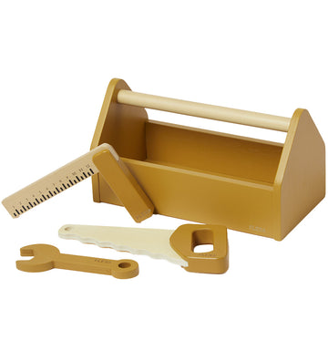 Flexa Gereedschapskist - Hout - Play - 4 Onderdelen - Mustard/Bi - Flexa - OneSize - Gereedschap