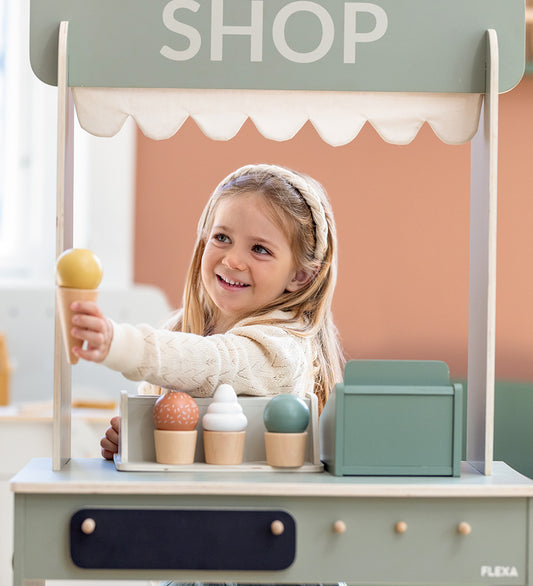 Flexa Ijswinkel - Hout - Play - 18 Onderdelen - Multi - Flexa - OneSize - Speelgoedeten