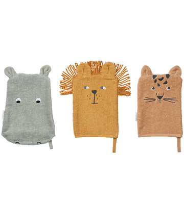 Liewood Washanden - Sylvester - 3-pack - Safari Mix - Liewood - OneSize - Washandjes