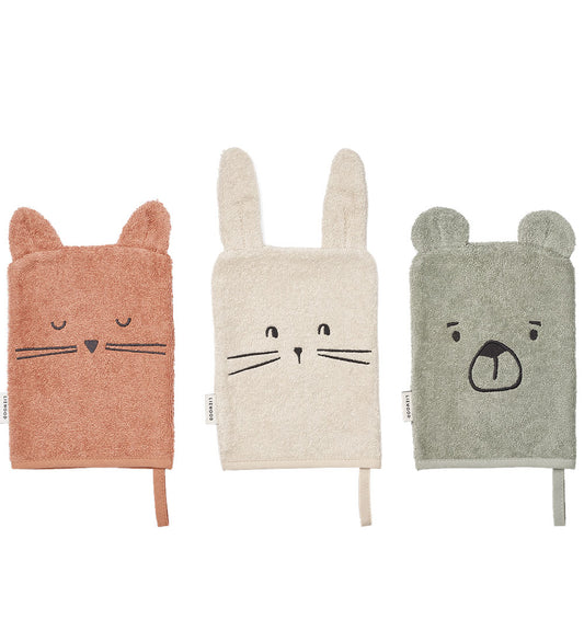 Liewood Washanden - Sylvester - 3-pack - Dove Blue Mix - Liewood - OneSize - Washandjes