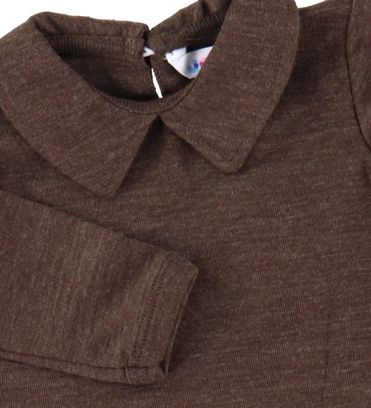 Joha Romper l/s - Wol - Kraag - Donkerbruin - Joha - 90 - Rompers Lange Mouw