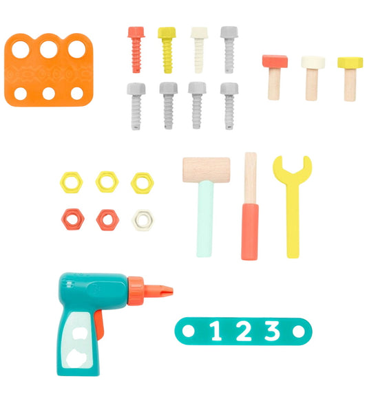 B. toys Gereedschapskist - 23 cm - Hout - 25 Onderdelen - Fix 'N - B. toys - OneSize - Gereedschap