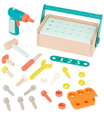 B. toys Gereedschapskist - 23 cm - Hout - 25 Onderdelen - Fix 'N - B. toys - OneSize - Gereedschap