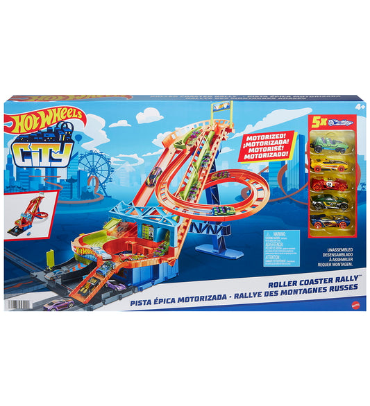 Hot Wheels Racebaan - City Roller Coaster Rally m. 5 Auto´s - Hot Wheels - OneSize - Racebanen