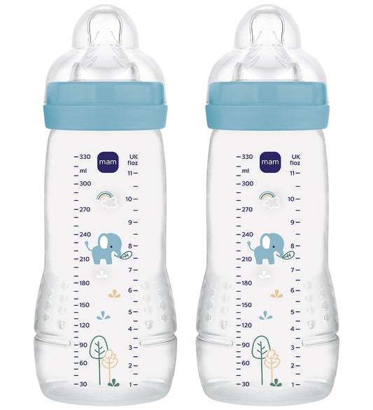 Mam Babyflesjes - 330 ml - 2-pack - Easy Active - Blauw - MAM - OneSize - Babyflesjes