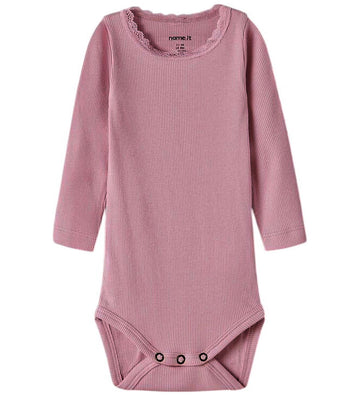 Name It Romper l/s - Rib - Noos - NbfKab - Lila - Name It - 62 - Rompers Lange Mouw