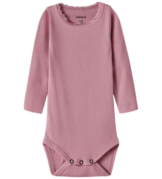 Name It Romper l/s - Rib - Noos - NbfKab - Lila - Name It - 62 - Rompers Lange Mouw