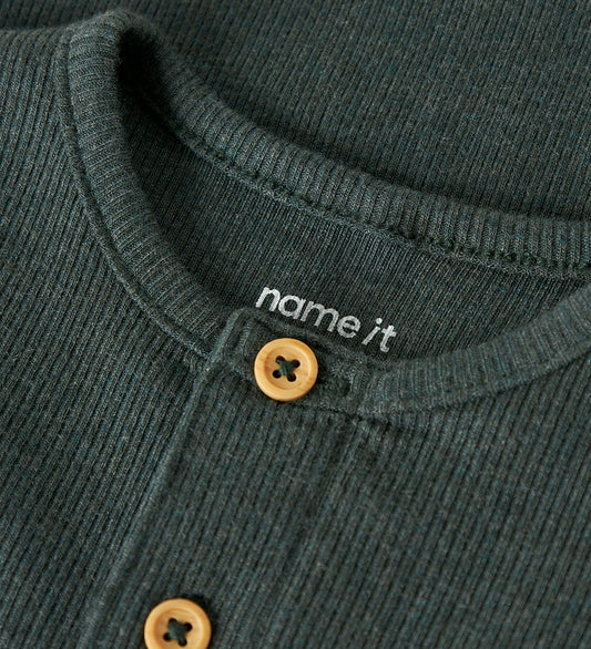 Name It Romper l/s - Rib - Noos - NbmKab - Urban Chic/Melange - Name It - 2 jaar (92) - Rompers Lange Mouw