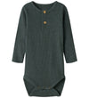 Name It Romper l/s - Rib - Noos - NbmKab - Urban Chic/Melange - Name It - 2 jaar (92) - Rompers Lange Mouw