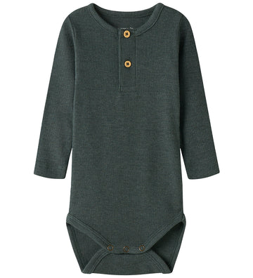 Name It Romper l/s - Rib - Noos - NbmKab - Urban Chic/Melange - Name It - 2 jaar (92) - Rompers Lange Mouw