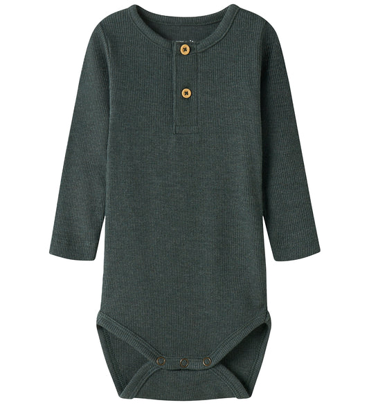 Name It Romper l/s - Rib - Noos - NbmKab - Urban Chic/Melange - Name It - 2 jaar (92) - Rompers Lange Mouw