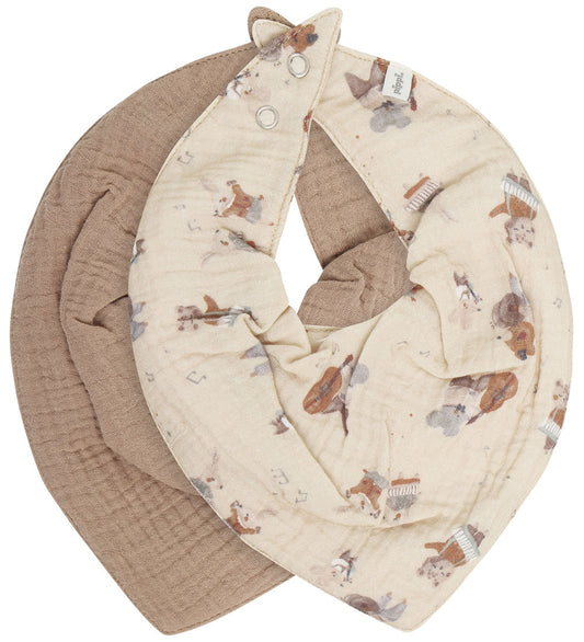 Pippi Kwijlslabbetje - Puntig - 2-pack - Mocha Meringue - Pippi Baby - OneSize - Kwijlsjaaltjes
