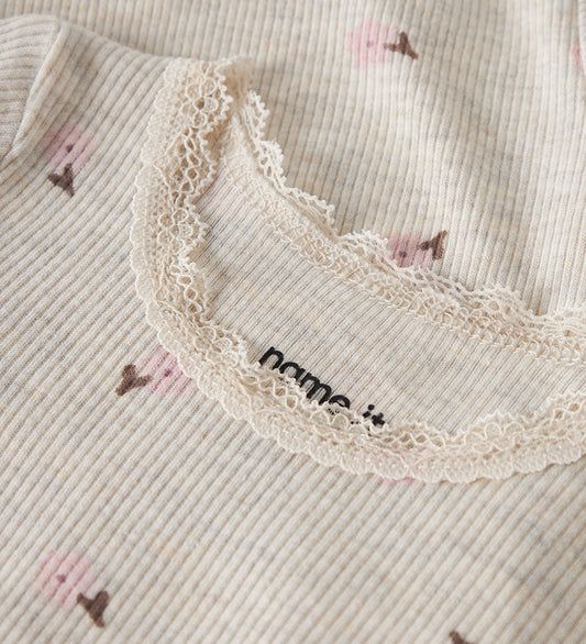 Name It Romper l/s - Rib - NbfLaurel - Peyote Melange - Name It - 62 - Rompers Lange Mouw
