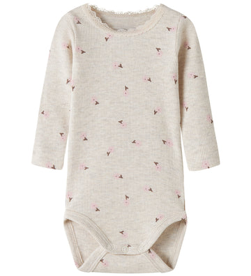 Name It Romper l/s - Rib - NbfLaurel - Peyote Melange - Name It - 62 - Rompers Lange Mouw