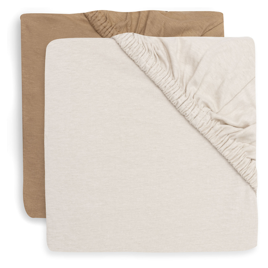 Hoeslaken Wieg 2-pack Jollein Jersey Hazel/Oatmeal