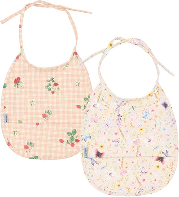 Mikk-Line Slabbetjes - PU - 2-pack - Kaart - Vlinderdas/Strawber - Mikk-Line - OneSize - Slabbetjes
