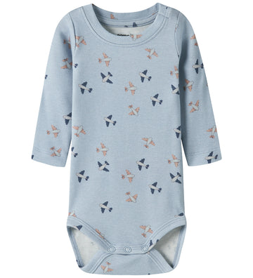 Name It Romper l/s - Katoen/Modaal - NbmHop - Blue Mist - Name It - 68 - Rompers Lange Mouw