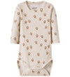 Name It Romper l/s - Rib - Katoen/Modaal - NbmHobit - Peyote Mel - Name It - 1 jaar (80) - Rompers Lange Mouw