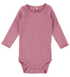 Name It Romper l/s - Rib - NbfHallie - Mesa Rose - Name It - 1 jaar (80) - Rompers Lange Mouw