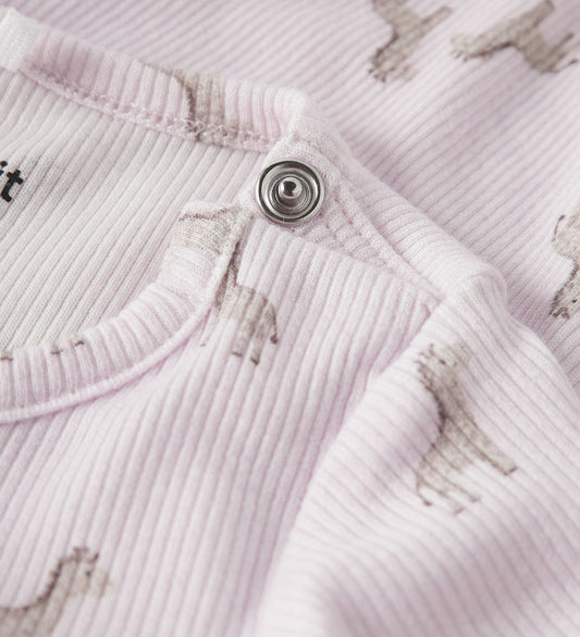 Name It Romper l/s - Rib - Katoen/Modaal - NbfHalena - Wieg Roze - Name It - 68 - Rompers Lange Mouw