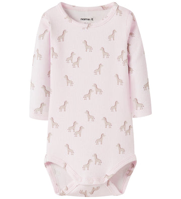 Name It Romper l/s - Rib - Katoen/Modaal - NbfHalena - Wieg Roze - Name It - 68 - Rompers Lange Mouw