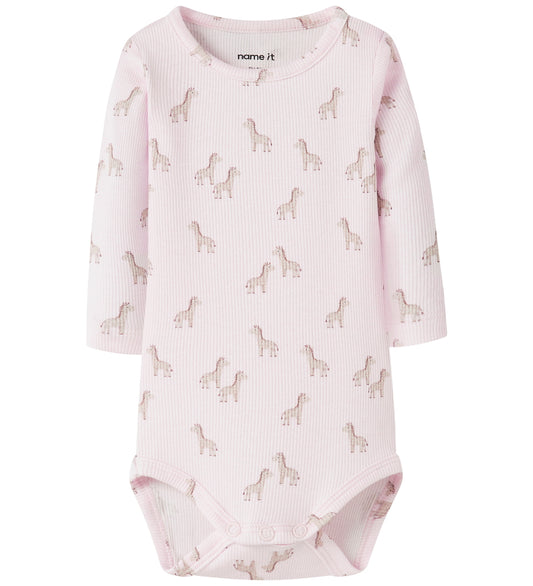 Name It Romper l/s - Rib - Katoen/Modaal - NbfHalena - Wieg Roze - Name It - 68 - Rompers Lange Mouw