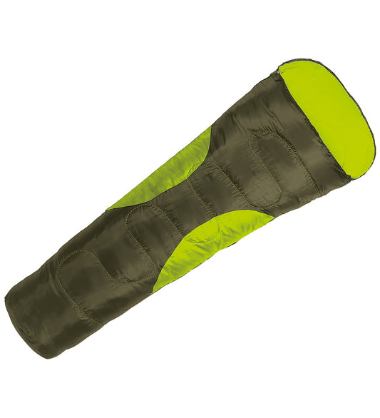 Camping Check Slaapzak - Mummy Deluxe - Olijfgroen/Neon Groen - Camping Check - OneSize - Slaapzakken