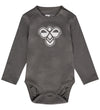 Hummel Romper l/s - hmlMini - Logo - Dark Goudgrijs - Hummel - 56 - Rompers Lange Mouw
