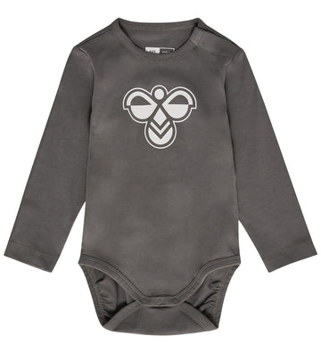 Hummel Romper l/s - hmlMini - Logo - Dark Goudgrijs - Hummel - 56 - Rompers Lange Mouw