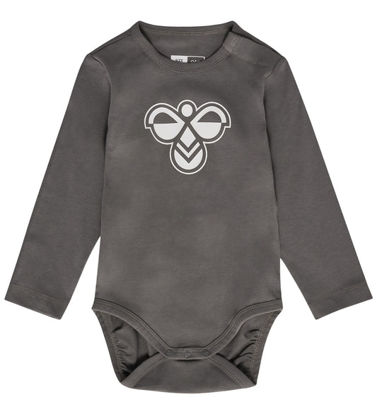 Hummel Romper l/s - hmlMini - Logo - Dark Goudgrijs - Hummel - 56 - Rompers Lange Mouw