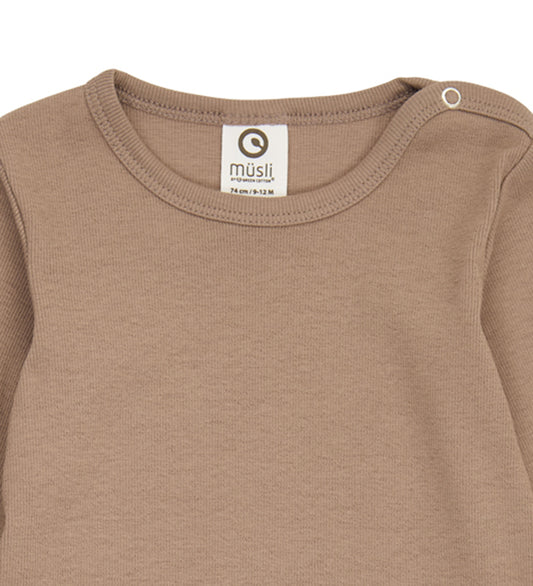 Müsli Romper l/s - Rib - Cozy Ik - Walnoot - Müsli - 74 - Rompers Lange Mouw
