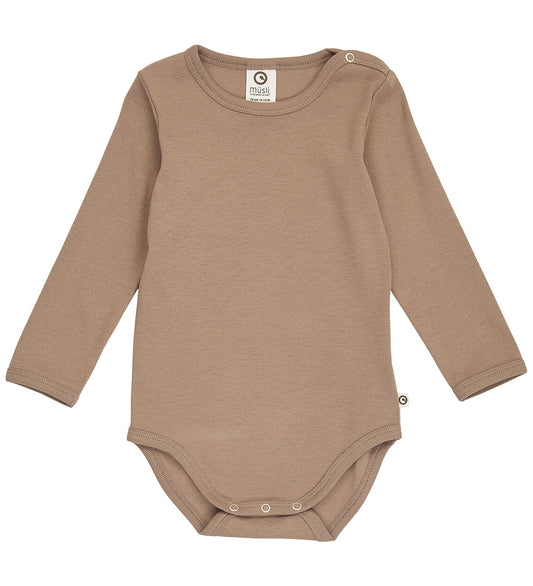 Müsli Romper l/s - Rib - Cozy Ik - Walnoot - Müsli - 74 - Rompers Lange Mouw