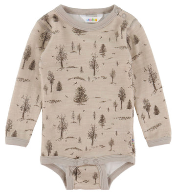 Joha Romper l/s - Wol/Viscose - Beige m. Bomen - Joha - 50 - Rompers Lange Mouw