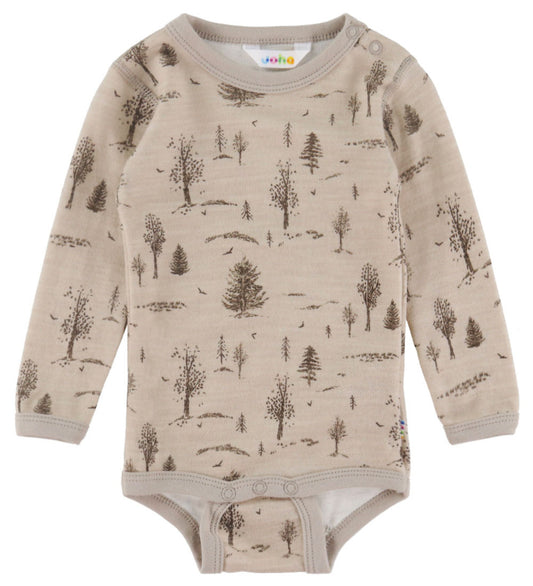 Joha Romper l/s - Wol/Viscose - Beige m. Bomen - Joha - 50 - Rompers Lange Mouw