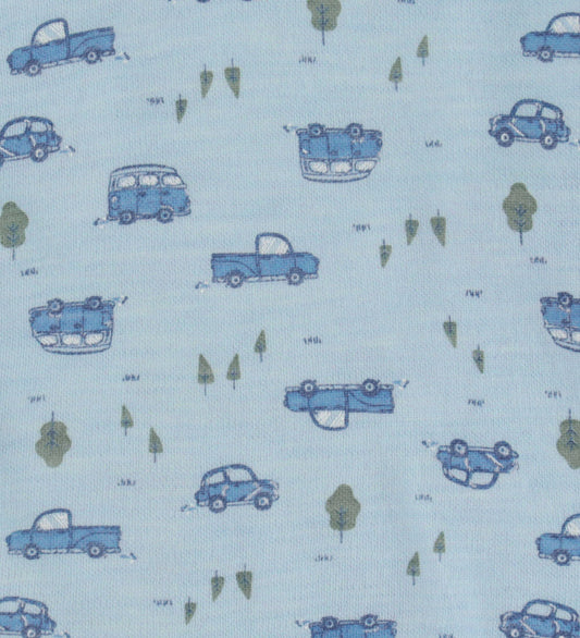 Joha Kwijlsjaaltje - Wol/Viscose - Blauw m. Auto´s - Joha - OneSize - Kwijlsjaaltjes