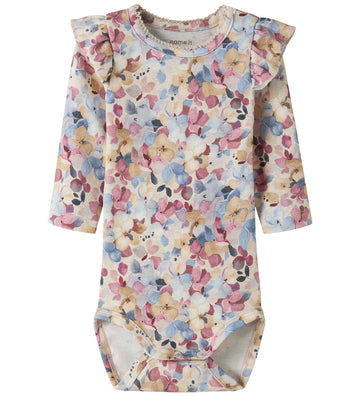 Name It Romper l/s - NbfNadena - Peyote Melange/Lilac - Name It - 50 - Rompers Lange Mouw