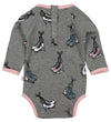 Småfolk Romper l/s - Grijs Gevlekt m. Schaatsen - Småfolk - 62 - Rompers Lange Mouw