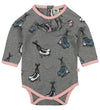 Småfolk Romper l/s - Grijs Gevlekt m. Schaatsen - Småfolk - 62 - Rompers Lange Mouw