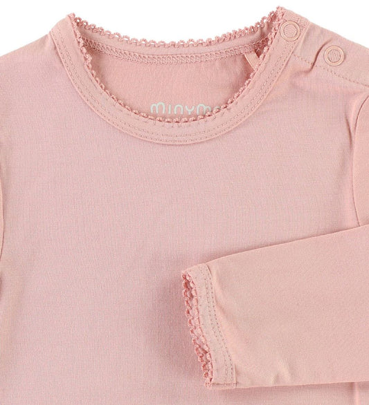 Minymo Romper l/s - Bamboe - Roze - Minymo - 1½ jaar (86) - Rompers Lange Mouw