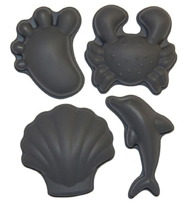 Scrunch Zandmallen - 4 stk - Silicone - 6.5-10.5 cm - Donkergrij - Scrunch - OneSize - Zandspeelgoed