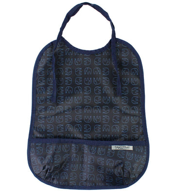Smallstuff Slab met voedselopvanger - Groot - Navy m. Olifanten - Smallstuff - OneSize - Slabbetjes