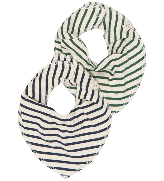 Petit Piao Slabbetjes - 2-pack - PPSky - Navy Blazer Striped - Petit Piao - OneSize - Slabbetjes