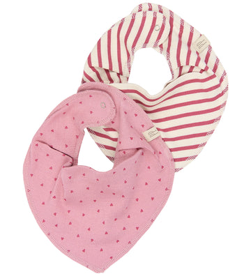 Petit Piao Slabbetjes - 2-pack - PPSky - Mauvewood Striped - Petit Piao - OneSize - Slabbetjes